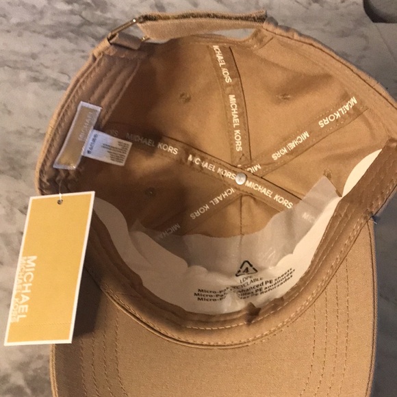 MICHAEL KORS Baseball Hat tan MK Logo Baseball Cap Tan Embroidered Logo - Picture 4 of 8